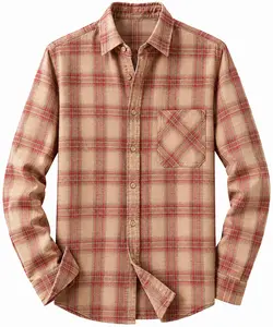 Men's Classic Plaid Button Down Long Sleeve Shirt Casual Check Shirt Single Chest Pocket Lightweight Shirt for Everyday Wear