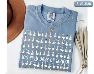 Comfort Colors Silly Goose 100 Day Of School Shirt, 100 Silly Days of School, Funny 100th Day Teacher Shirt, Preschool 5th Grade Teacher Tee