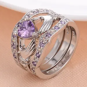 3pcs Stackable Love Heart Zircon Rings| 8 Hearts 8 Arrows Sparkling Micro Paved| Fashion Statement Rings for Him & Her| Available Sizes: US 5 - 12