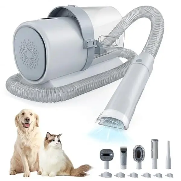 Dog Grooming Vacuum Kit, 5-in-1 Pet Hair Vacuum for Shedding | Pet Grooming Kit with Dog Clippers, Paw Trimmer and Nail Grinder, 2.5L Dust Cup, 11000Pa 3-Level Suction, Low-Noise Professional Dog Grooming Clippers with 2.5L Cup, 3 Suction Modes