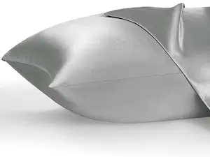 Satin Pillowcase, Similar to Silk Pillow Cases Queen Size Set of 2, Cooling Pillow Case for Hot Sleepers with Envelope Closure, Gifts for Women Men, Silver Grey, 20x30 Inches