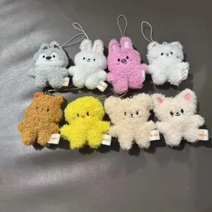 Cute Mini Plush Keychains Set, Kawaii Animal Stuffed Bag Charms, Soft Fluffy Bunny Bear Wolf Keyrings for Girls, Perfect Gift