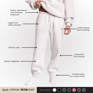 GLO Kingdom Essential Joggers | Christian Streetwear Joggers, Oversized Fit Sweatpants, Heavyweight 360GSM Cotton Fleece,Unisex Outfit