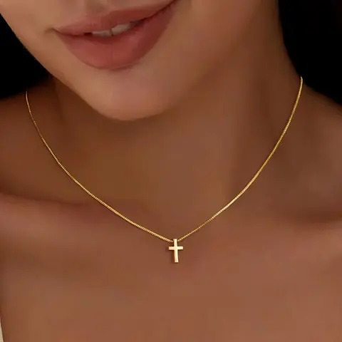 Elegant Cross Necklace for Women, Minimalist Chain Necklace, Copper Chain Jewelry, Faith Necklace, Cross Chain Design, Simple Religious Jewelry, Religious Symbolism, Perfect Exquisite Jewelry Gift for Christian Ladies, Daily Wear Accessory