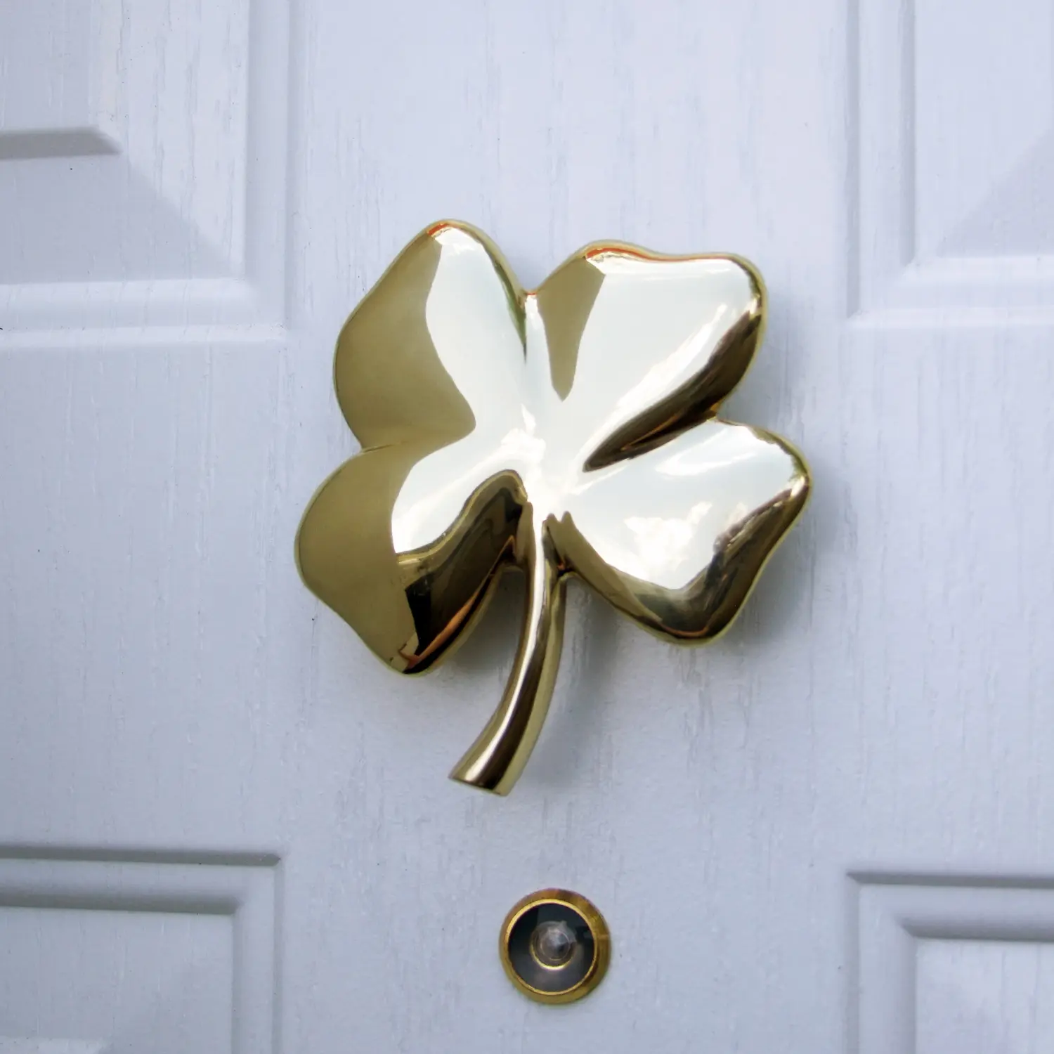 Four Leaf Clover Door Knocker by Michael Healy - Solid Brass, Handcrafted, Easy Install