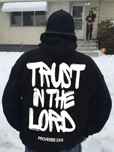 Unisex's Letter & Figure Print Drop Shoulder Hoodie, Street Fashion Drawstring Pocket Hooded Sweatshirt for Daily Holiday Outdoor Wear, Unisex's Clothes for Fall & Winter, Athletic Hoodie