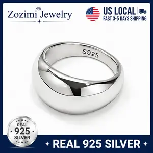S925 Sterling Silver Chunky Dome Ring for Men & Women | Bold Minimalist Big Dome Design Hypoallergenic 925 Silver Statement Ring | High Polish Smooth Finish Fashion Band Ring | Unisex Luxury Everyday Wear Jewelry