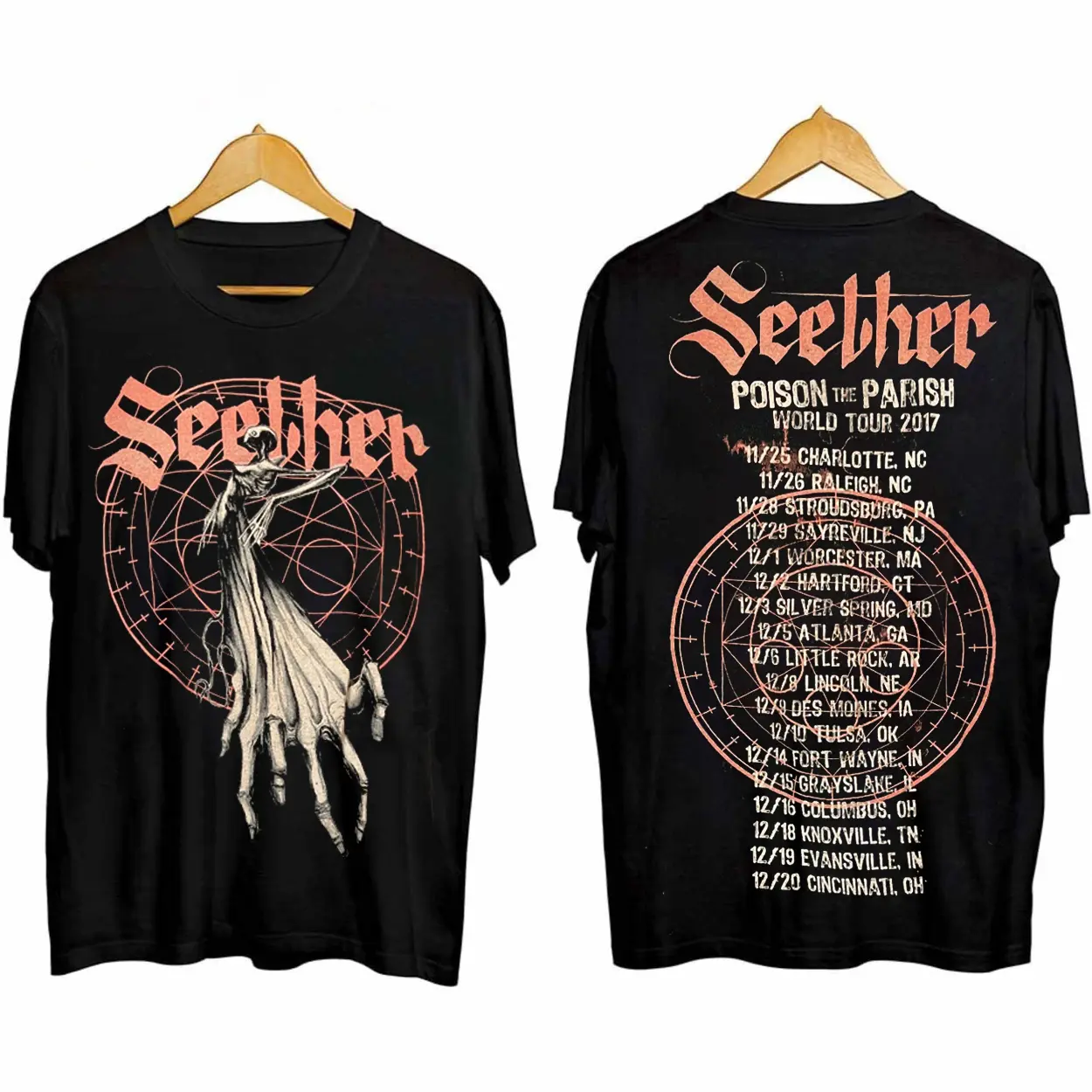 Seether 2017 World Tour Poison The Parish Black Rock T-Shirt