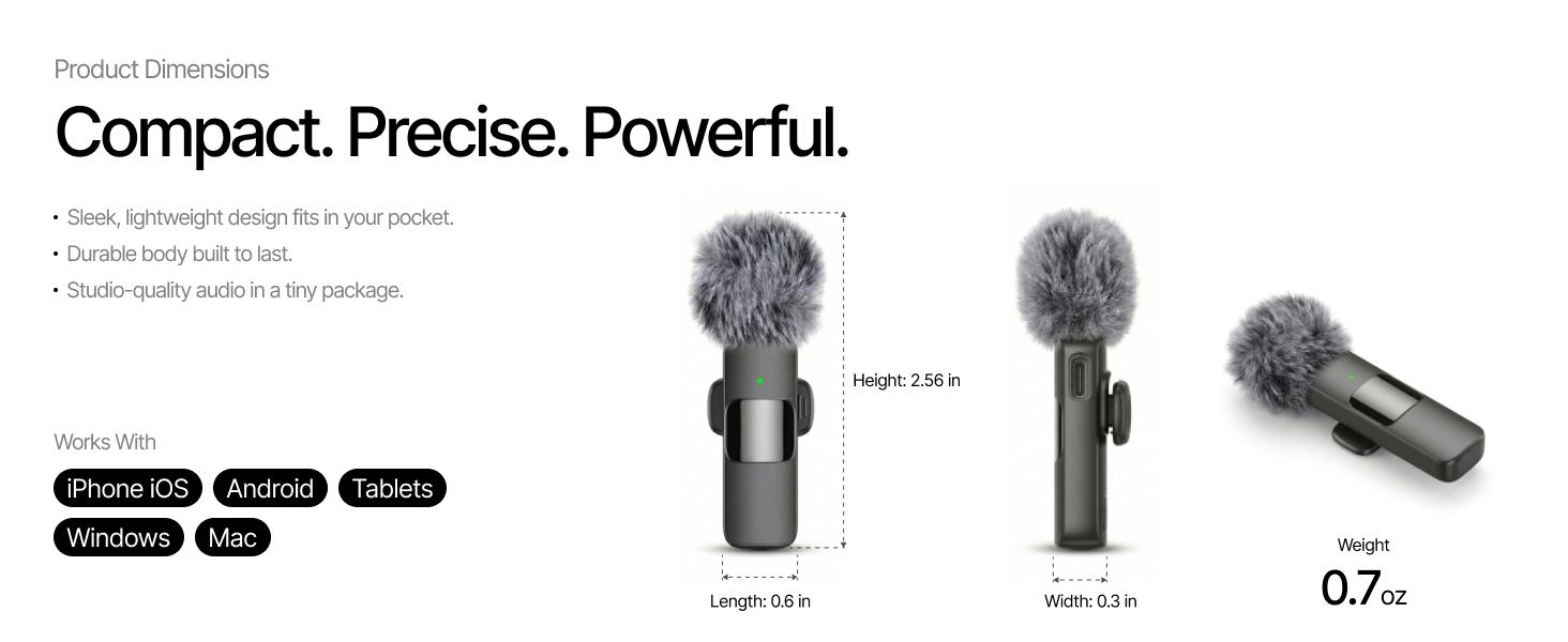 Latest Model – #1 Microphone for iPhone & Android, Wireless Mini Microphone, Clear Voice, Noise Cancelling, Lavalier Mic for ,YouTube & Interviews