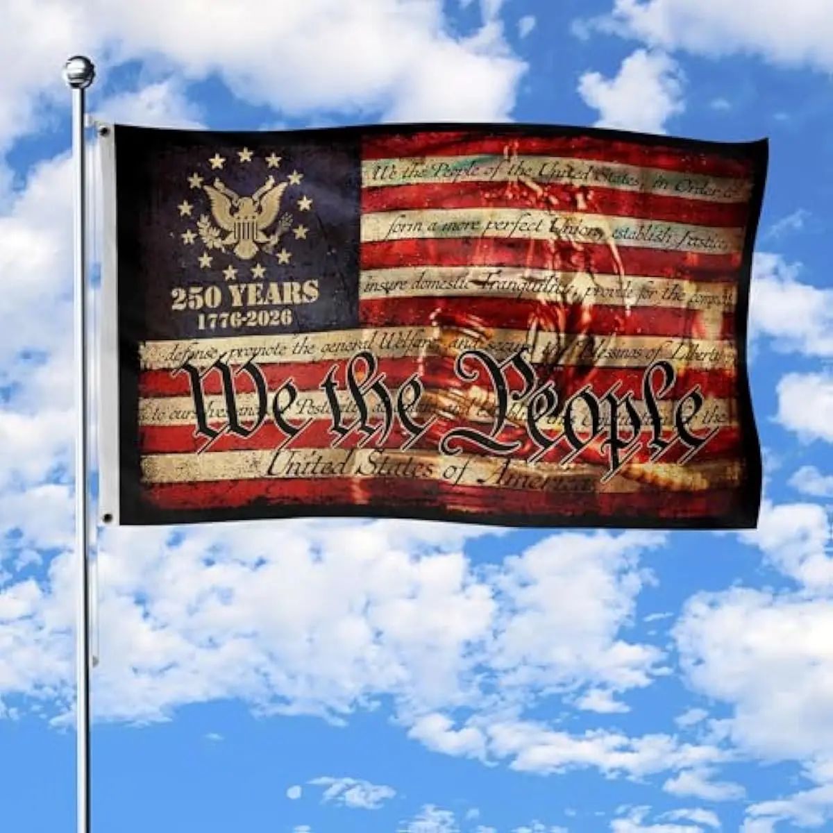 3x5 FT Rectangular Heavy Duty USA Flag - Embroidered Stars, No Fading Fabric Patriotic Banner for July 4th, Backyard Decor, Versatile Decor for Man Cave, Front Porch Garden (Ideal for History Buffs)