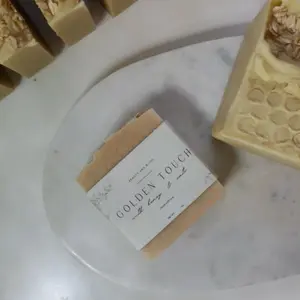 Golden Touch Handmade Soap for Sensitive Skin - Organic Olive Oil, Coconut Oil, Shea Butter, Sweet Almond Oil, Cocoa Butter, Castor Oil, Colloidal Oats, Kaolin Clay, and Honey Body Care Body Wash Gentle Nourishing Unscented Cleanser