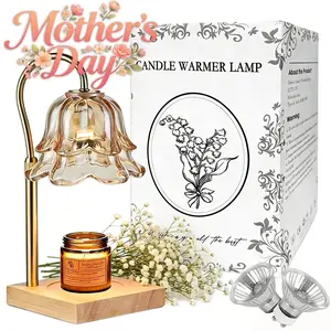 No Flame Candle Melter Lamp with Timer, Gold Floral Design for Safe Home Fragrance & Ambiance Lovely Mother's Day Gift