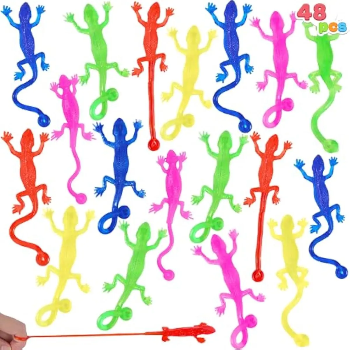 48Pcs Sticky Lizards Party Favors, Party Favors Set for Kids, Holiday Traditions, Classroom Treasure Box, Carnival Prizes, Bulk Pinata Stuff Mini Toys, Goodie Bags for Kids