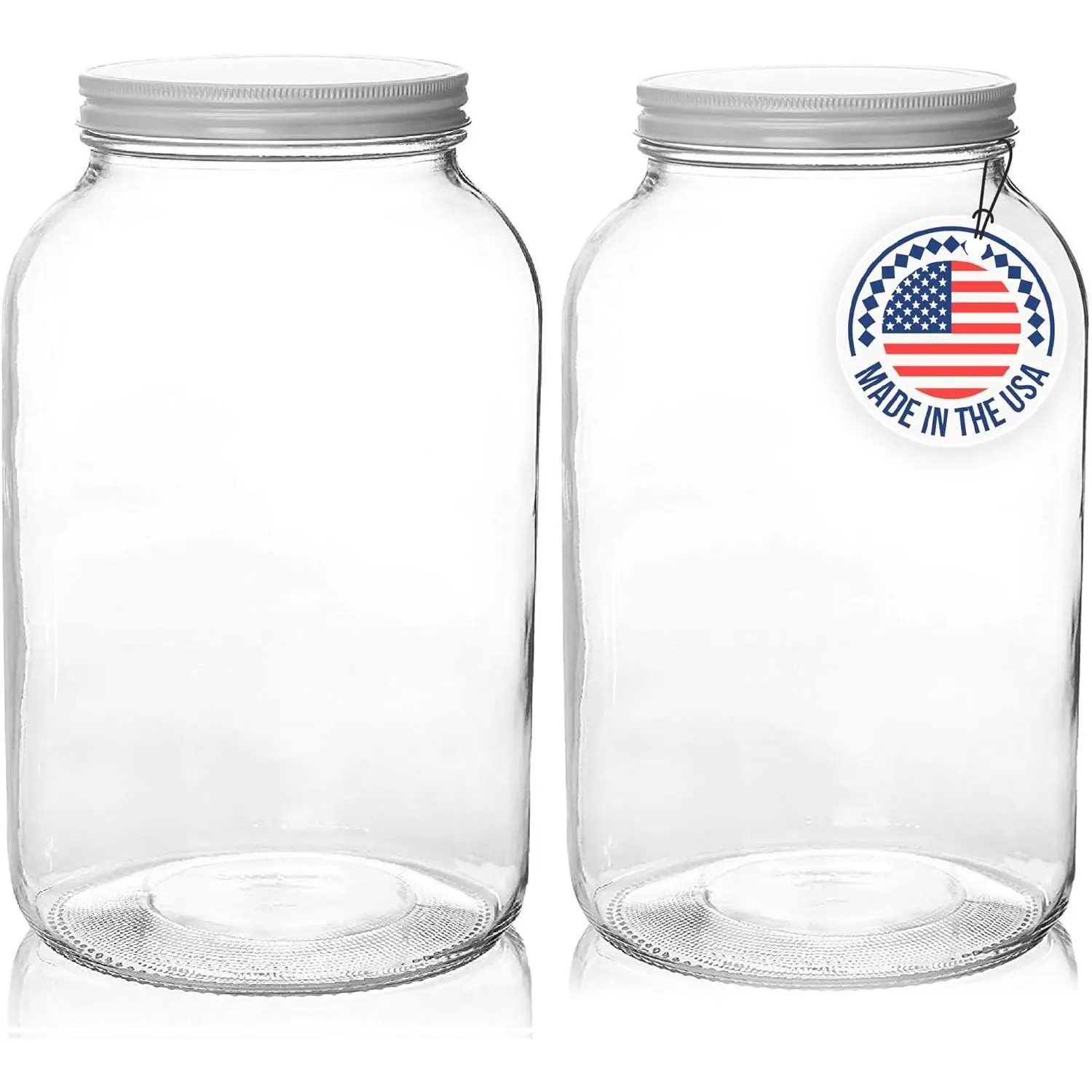 1 Gallon Glass Jar with Lid - Used for Fermentation, Pickling, Canning, Glass Egg, Large Mouth Glass Jar for Kombucha and Food Storage - BPA Free, Made in USA (2 Pieces)