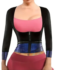 Sauna Suit For Women Sweat Jacket Long Sleeve Body Shaper Fitness Zipper Workout Shirts Waist Trainer Plus Size Shapewear Activewear