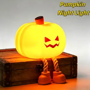 Cute Pumpkin Table Lamp – Halloween Fall Decor, Night Light for Bedroom