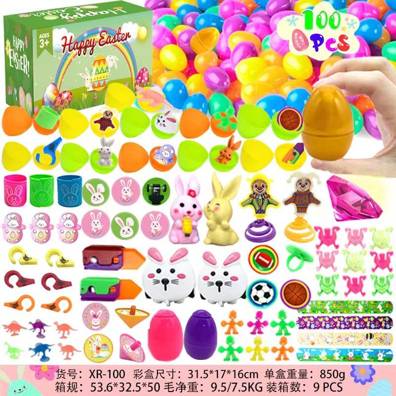 36pcs/50cs/100pcs Prefilled Easter Eggs Toys and Stickers for Easter Egg Hunt, Filled with Toys Party Favors for Kids Boys Girls Easter Eggs Hunt, Basket Stuffers Fillers, Classroom Prize Supplies Springtok