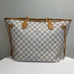 Pre-owned Louis Vuitton canvas Tote Bags Neverfull MM in Damier Azur