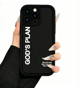 "God's Plan" Text Pattern TPU Phone Case, Anti Fall And Shockproof, Birthday Or Festival Gift For Men And Women For IPhone 16 15 14 13 12 11 XS XR X 7 8 Plus Pro Max SE.