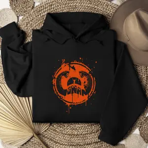 2 side Retro Conan Barbarian 90s Hoodie, Arnold Vintage Warrior Movie Lover Sweater, Cool Gift Streetwear