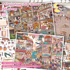 Sunset-Themed Scene Stickers, Large Size DIY Scene Sticker Sets, Landscape Stickers for Adults, Stress-Relief Sticker Art
