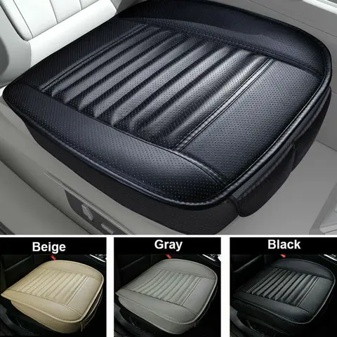 Leather Car Seat Cover, Vehicle Front Bottom Seat Protector Pad, Full Surrounded Waterproof Auto Seat Protective Cushion with Storage Pocket, Universal for SUV, Truck, Sedan（Black -1 Piece）