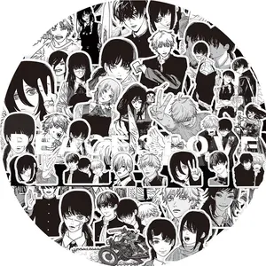 10/30/75pcs Black White Chainsaw Man Stickers Anime Cool Decals Toy DIY Skateboard Phone Luggage Car Waterproof Kid Sticker Gift