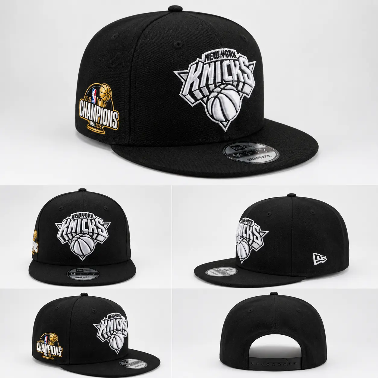 New York Knicks 2026 Champions Sidepatch Black & White 9FIFTY Snapback Sports Collectible Hat