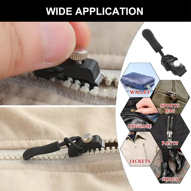 36pcs Zipper Repair Kit Multiple Sizes, Quick Release Zipper Heads, No Sewing Required, Ideal for Jackets Bags Coats Boots Home Essential Tools