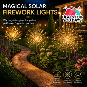 Solar Garden Lights Outdoor, 150LED Firework Lights for Summer, Waterproof Solar Fairy Lights with 8 Lighting Modes, Decorative Twinkle Lights for Garden, Yard, Patio, Pathway, Lawn & Outdoor Decor