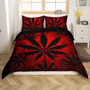 Feelyou Neon Cannabis Leaf Microfiber Duvet Cover Set - Machine Washable Bedroom Bedding Set with Zipper Closure, Trippy Botanical Design for Teens, No Comforter, Duvet Cover Sets