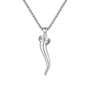 Sebina S925 Italian Horn Necklace 925 Sterling Silver Jewelry Protection Amulet Cornicello Pendant Necklace Gifts for Women Men Anniversary Birthday Graduation Christmas Valentine's Day Mother's Day
