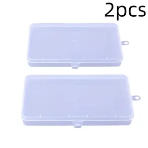 2pcs Rectangular Transparent Durable Plastic Storage Box with Hinged Lid, Perfect for Beads Jewelry and Craft Organization, Hobbies Organiser, Clear Personal Item Organizer, Durable Plastic Organizers