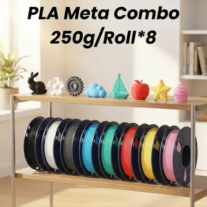 SUNLU 250G PLA Meta Filament Bundle | Dreamy Macaron Color Palette | Filament 1.75mm, 250G, Total 8 Rolls Black+White+Grey+Sky Blue+Mint Green+Cherry Red+Sakura Pink+Lemon Yellow