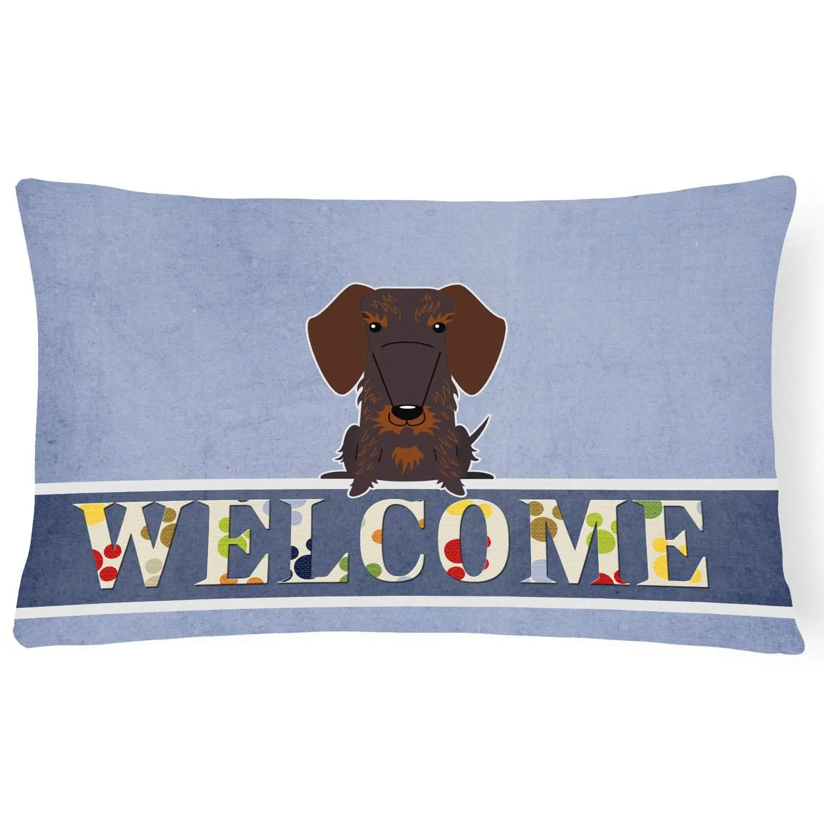 Woven Fabric Dachshund Print Cushion - 12x16" Handmade Chocolate Wire Haired Design, Water-Resistant Indoor/Outdoor Patio Decor, Superior Local Craftsmanship Polyester Pillow, Model BB5710PW1216, Animals, Patio/Porch