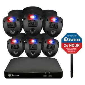 SWANN Home Black 6 Camera 8 Channel 1080p Full HD DVR Security System with Yard Stake - CODV8-46806YSLB