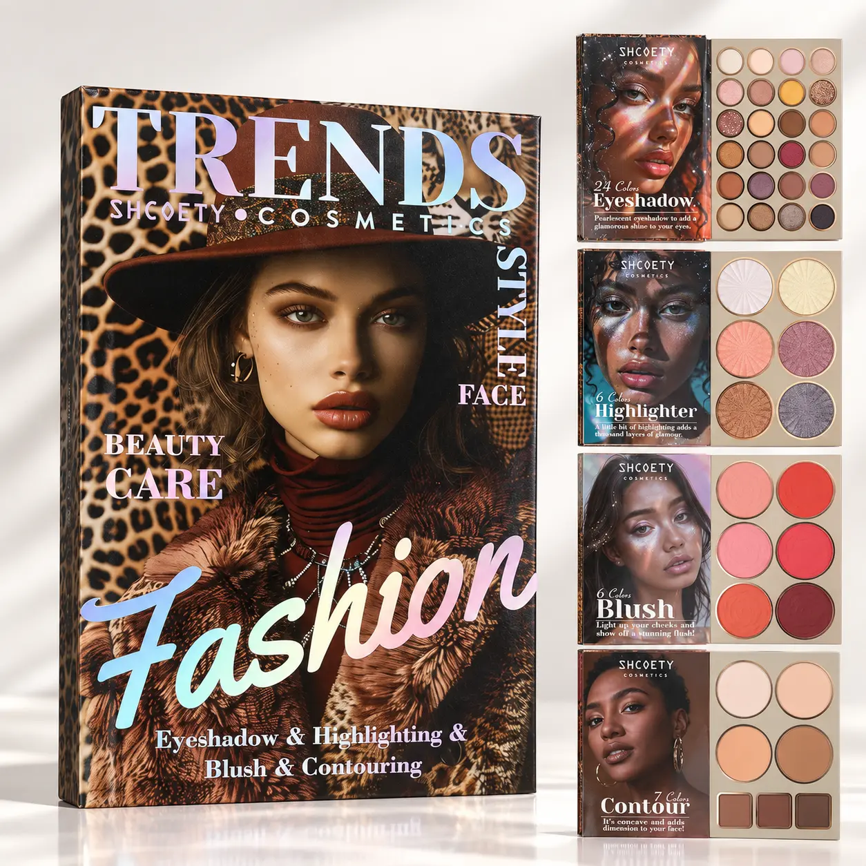 Women's 43-Color All-in-1 Cosmetic Makeup Palette - 24 Matte & Shimmer Eyeshadows, Blush, Highlighter, Contour - Full Face Beauty Set, Ideal Gift