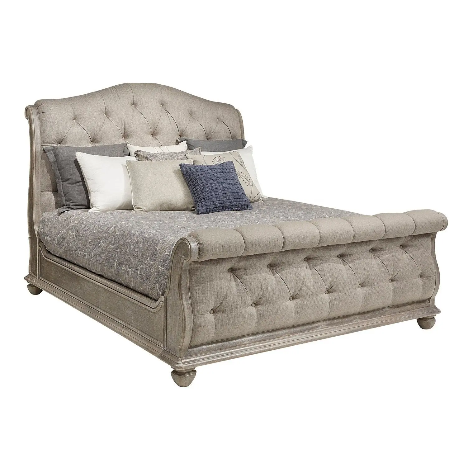A.R.T. Furniture Summer Creek Shoals King Upholstered Tufted Sleigh Bed In Gray 251126-1303