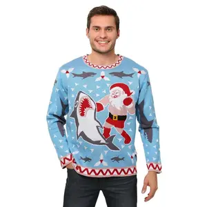 Santa vs Shark Men's Ugly Christmas Sweater