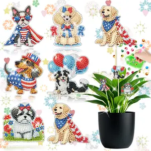 6-piece set, 5D diamond art flower vase, DIY diamond painting flower pot decoration sticks for dogs, includes tool kit, handmade art flower arrangement sticks, includes support sticks, suitable for adults.