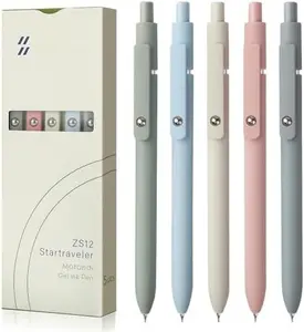 5 Pcs 0.5mm Quick Dry Black Ink Fine Point Pens – High-End Series Ballpoint Pens for Smooth Writing – Perfect for Office & School Supplies (Morandi)