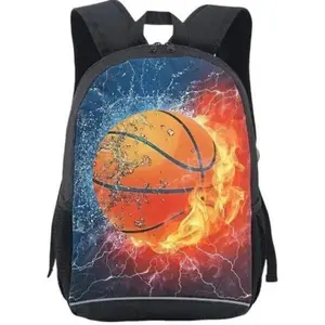 American basketball Sports Backpack 17 in Black Boy Backpack,Cool Design Casual Daypack School Bookbags for Man/Kid/Girl/Woman