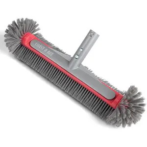 Pool Brush Head for Inground & Above Ground Pools 10-Rows Nylon Bristles Heavy-Duty Aluminum Handle Swimming Pool Cleaning Brush for Walls Corners Stairs Floors
