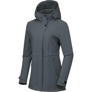 Women's Softshell Jacket Lightweight Waterproof Windbreaker Hooded Fleece Lined Insulated Coat for Outdoor Travel