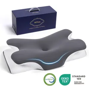 VIPfree Cervical Support Pillow - Adjustable Ergonomic Memory Foam with Breathable Removable Pillowcase & Free Gift - OEKO-TEX Certified Quality Sleep Solution