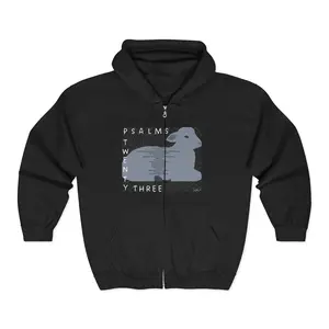 Psalms 23 Zip Up Hoodie Sweatshirt - Faith in God, Spiritual Reminder