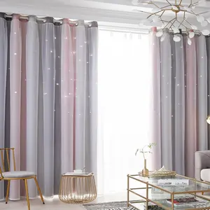 Star Pattern Double Layer Curtain, 1 Count Modern Casual Window Curtain, Window Drapes for Home Living Room Bedroom Decor