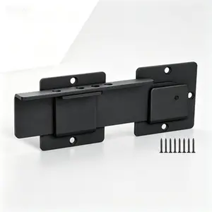 Adjustable Heavy Duty Gate Latch Lock with 4 Padlock Holes, 4mm Carbon Steel Sliding Swing Gate Hardware for Double Gates, Outdoor Wooden Fence, Barn, Shed, Garage, Yard Security, Extra Strong Rust Resistant
