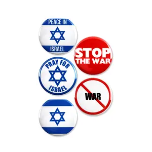 5 Pack - Pray For Israel Activism Pinback Buttons - 2.25 Inch