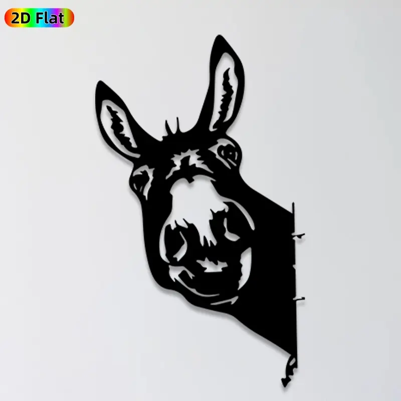 1pc Donkey Metal Wall Art, Whimsical Donkey Statue Mural, Ideal Gift for New Year, Easter, Farm Animal Decor Enthusiasts, Weather-Resistant Metal Wall Decor Wall Sculptures, Perfect for Outdoor Fence & Indoor Wall, Charming Rustic Home Decor